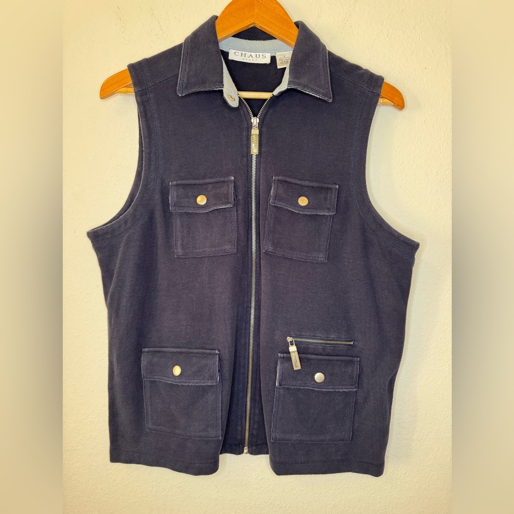 Chaus Sport Women's Blue Ribbed Vest